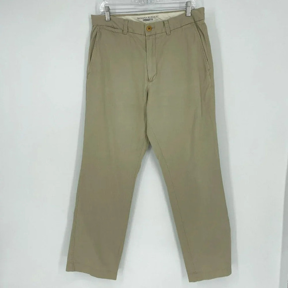 Banana Republic Pants Men's 33/30 Brown Khaki Straight Fit Stretch Midrise Chino - Picture 1 of 10